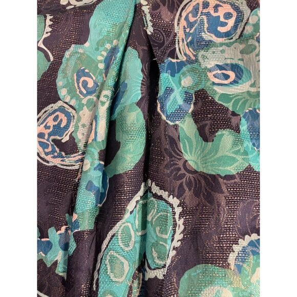 Tory Burch Lreena Pleated Skirt Floral Print Metallic size 8 - Picture 4 of 5